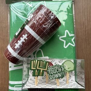 Game Day Football Party Tableware Set - Green and Brown